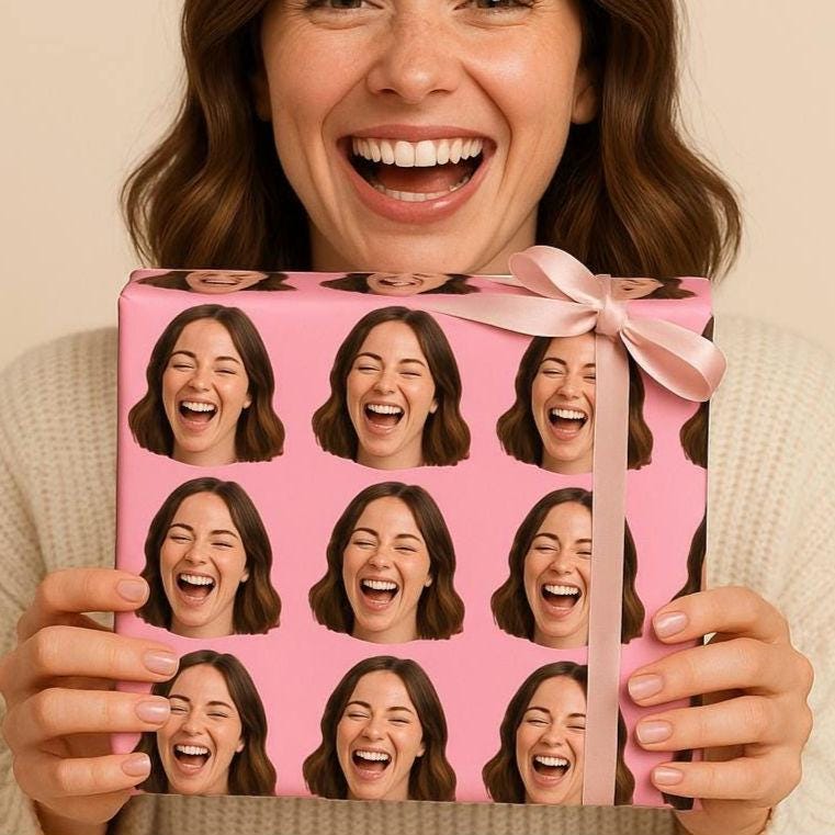 Personalised With ANY Face Wrapping Paper | Funny Custom Heads Photo Gift Wrap Roll/Sheet | Unique Birthday & Novelty Gag Joke Present Idea