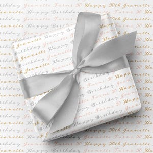 Nom personnalisé, papier d'emballage d'âge - Papier cadeau d'anniversaire personnalisé - Papier cadeau de luxe 16e 18e 18e 21e 30 40e 50e 60e 70e 70e