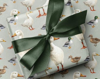 Pastel Sage Duck Wrapping Paper – Luxury Ducks Gift Wrap