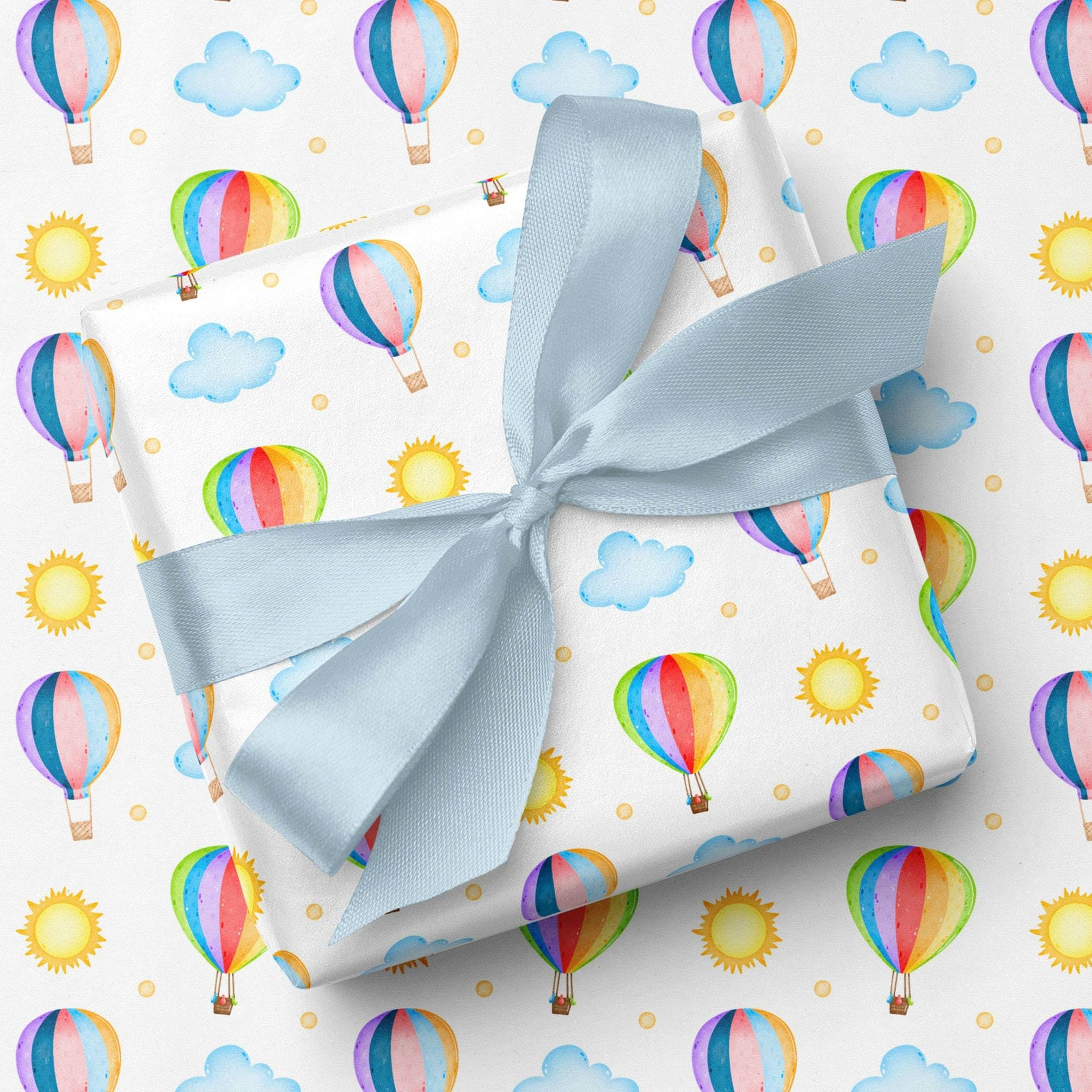 Pastel Hot Air Balloon Wrapping Paper | Baby Shower Gift Wrap - Etsy ...