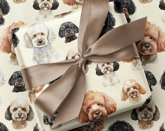 Posh 'Poodle Parade' Wrapping Paper - Dog Themed Cute Doggy Printed Gift Wrap - Luxury Gift Ideas for Dog Lovers, Any Occasion