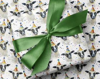 Watercolor Sheep Wrapping Paper | Party Hat Lamb Gift Wrap