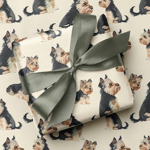 Papel de regalo con motivos de Yorkshire Terriers: papel de regalo con estampado de perritos con temática de K9: ideas de regalos de lujo para amantes de los perros, para cualquier ocasión