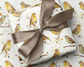 Yellowhammer Bird Wrapping Paper | Hand Painted Style, Nature Lover Gift