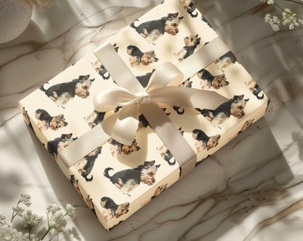 Yorkshire Terriers Wrapping Paper - Dog K9 Themed Doggy Printed Gift Wrap - Luxury Gift Ideas for Dog Lovers, Any Occasion