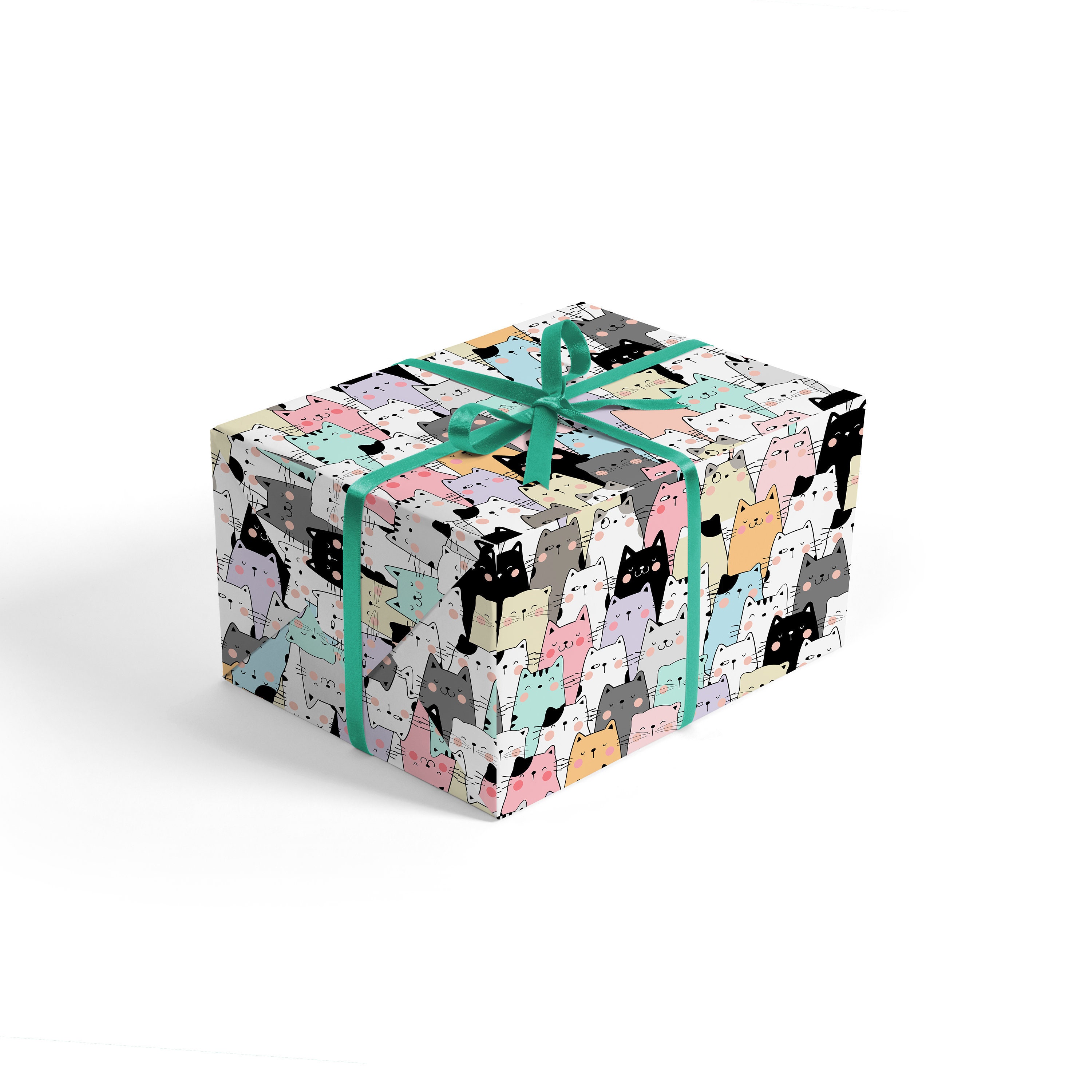 Cartoon Cats All Over Print Gift Wrap Colourful Cats Printed | Etsy