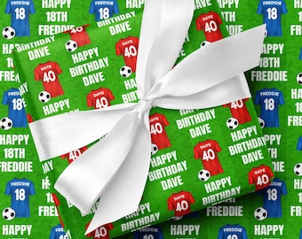 Personligt omslagspapper för fotbollströjor - Anpassat presentpapper med namn och nummer
