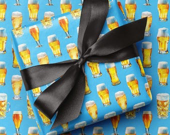 Beer Print Wrapping Paper | Craft Ales, Lager, IPA Gift Wrap