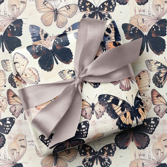 Butterfly Species Wrapping Paper - Pastel Chic Gift Wrap