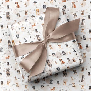 Niedliches Geschenkpapier für Hundefreunde - kleine Aquarell-handgezeichnete Hunde, Neuheit gedruckte Geschenkverpackung - Luxus-Geschenkverpackung für jeden Anlass