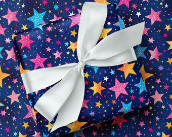 Colourful Star Wrapping Paper | Hand Drawn Speckles Print