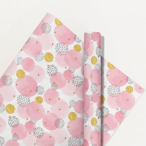 Cute Pastel Christmas Trees Pink Wrapping Paper, Thick Gift Wrap