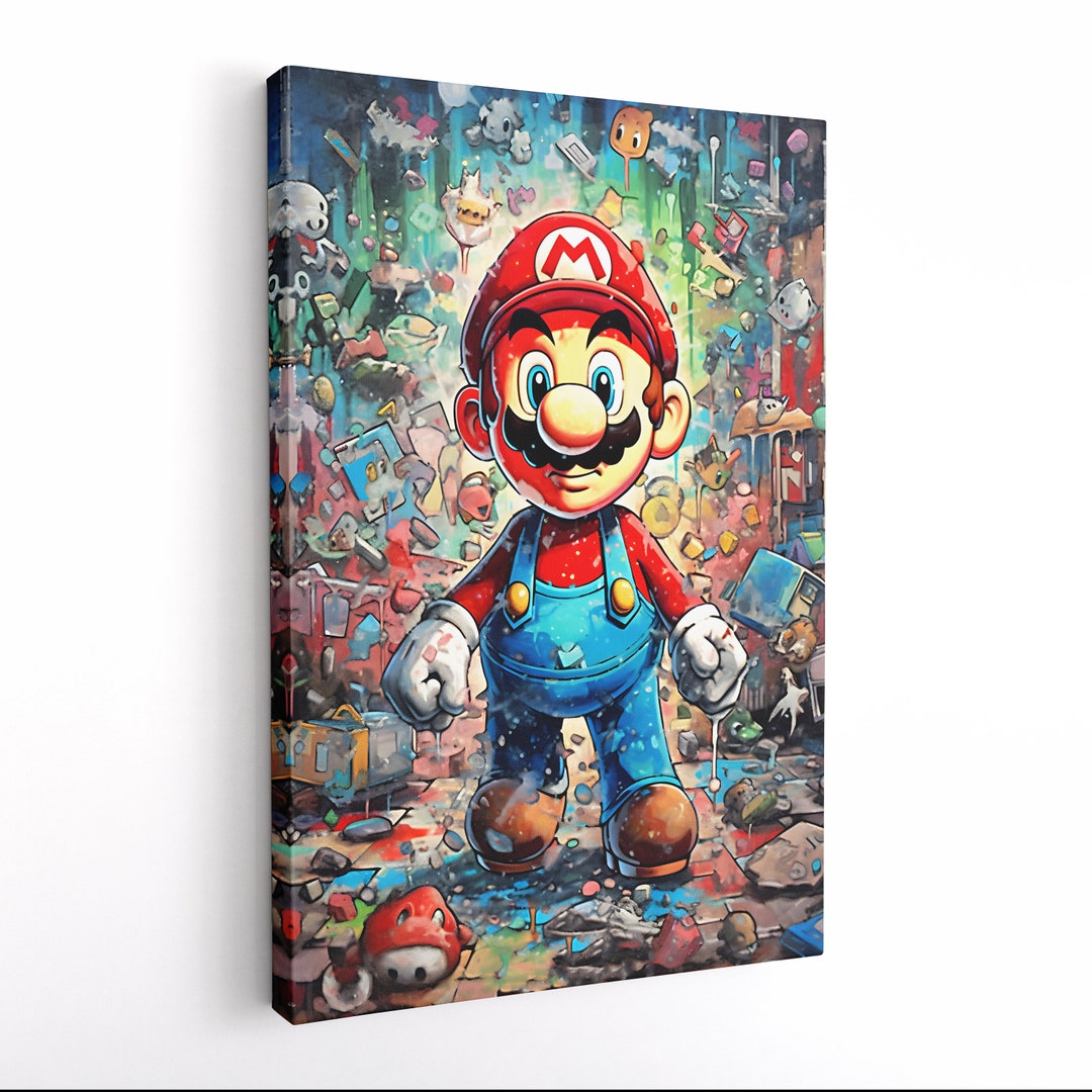 Super Mario Bros Graffiti Art Canvas Mario Urban Street Art Scene