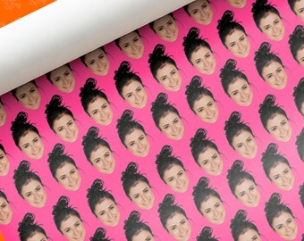 Personalised With ANY Face Wrapping Paper | Funny Heads Print, Unique Novelty Gift Wrap | Custom Birthday Gift Ideas for Friends and Family