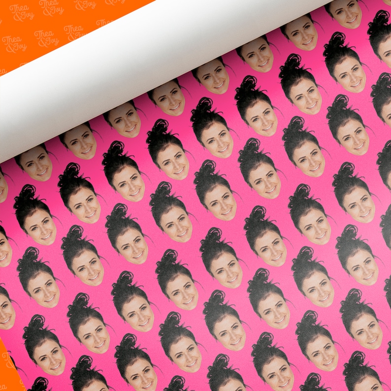 Personalised With ANY Face Wrapping Paper Funny Heads Print, Unique Novelty Gift Wrap Custom Birthday Gift Ideas for Friends and Family image 1