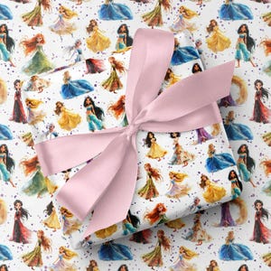 Papel de embrulho mágico 'Princesa do País das Maravilhas' - Vários papéis de embrulho impressos com princesas - Presentes temáticos de princesas para crianças, ideias para festas de princesas