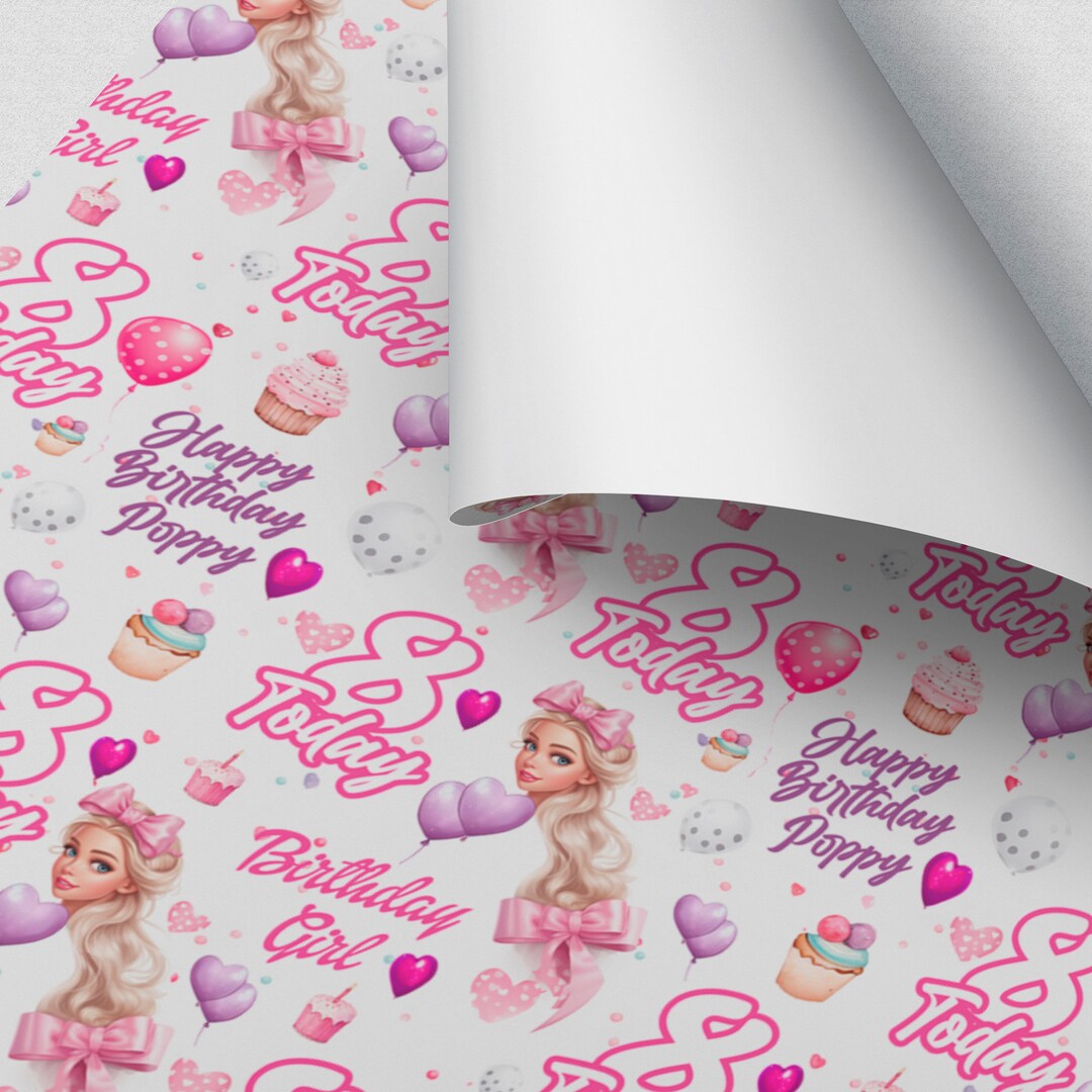 Personalised Barbie Wrapping Paper Cute Pink Gift Wrap Etsy