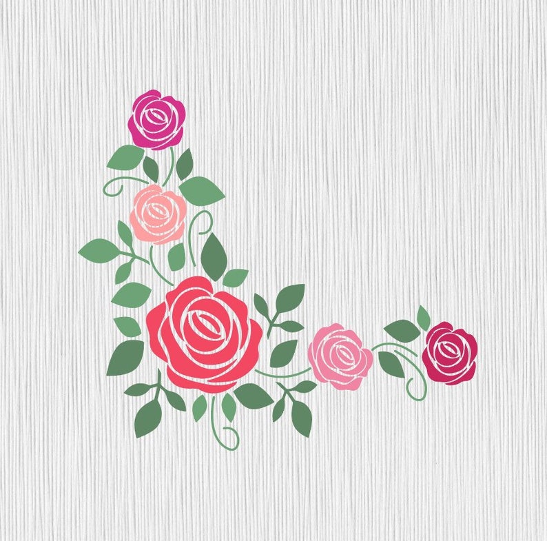 Download Clip Art Flower Svg Rose Stencil Cut File Monogram Rose Svg Valentine Svg Rose Silhouette Floral Svg Iron On Roses Svg Valentine Rose Art Collectibles