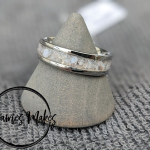 Stainless Steel Ring with Precious Stone Inlay - Various Colours