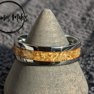 Stainless Steel Ring with Gilding Flake Inlay - Various Colours