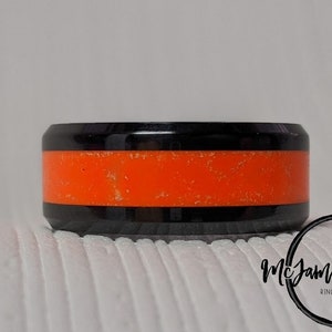 Black Ceramic Ring with Neon Glow Inlay