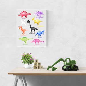 Printable Nursery Art Kids Large Dinosaur Colors Poster for image 2