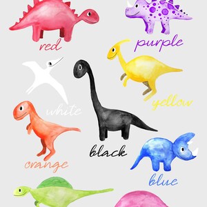 Printable Nursery Art Kids Large Dinosaur Colors Poster for image 4