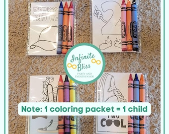 Two Cool Coloring Packs | Coloring Pages | Party Favor for Kids | Two Kool Guy | 2nd Birthday Souvenir Supplies | Stickers | Crayola Crayons