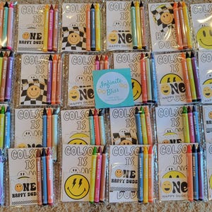 One Happy Dude Coloring Packs | Coloring Pages | One Happy Dude Party Favor for Kids | Smiley | 1st Birthday Souvenir Supplies | Crayons image 7