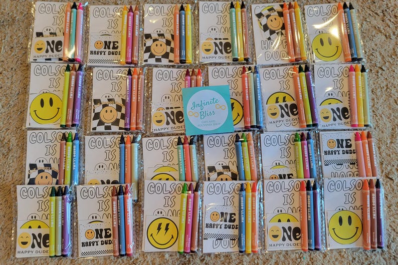 One Happy Dude Coloring Packs | Coloring Pages | One Happy Dude Party Favor for Kids | Smiley | 1st Birthday Souvenir Supplies | Crayons image 7