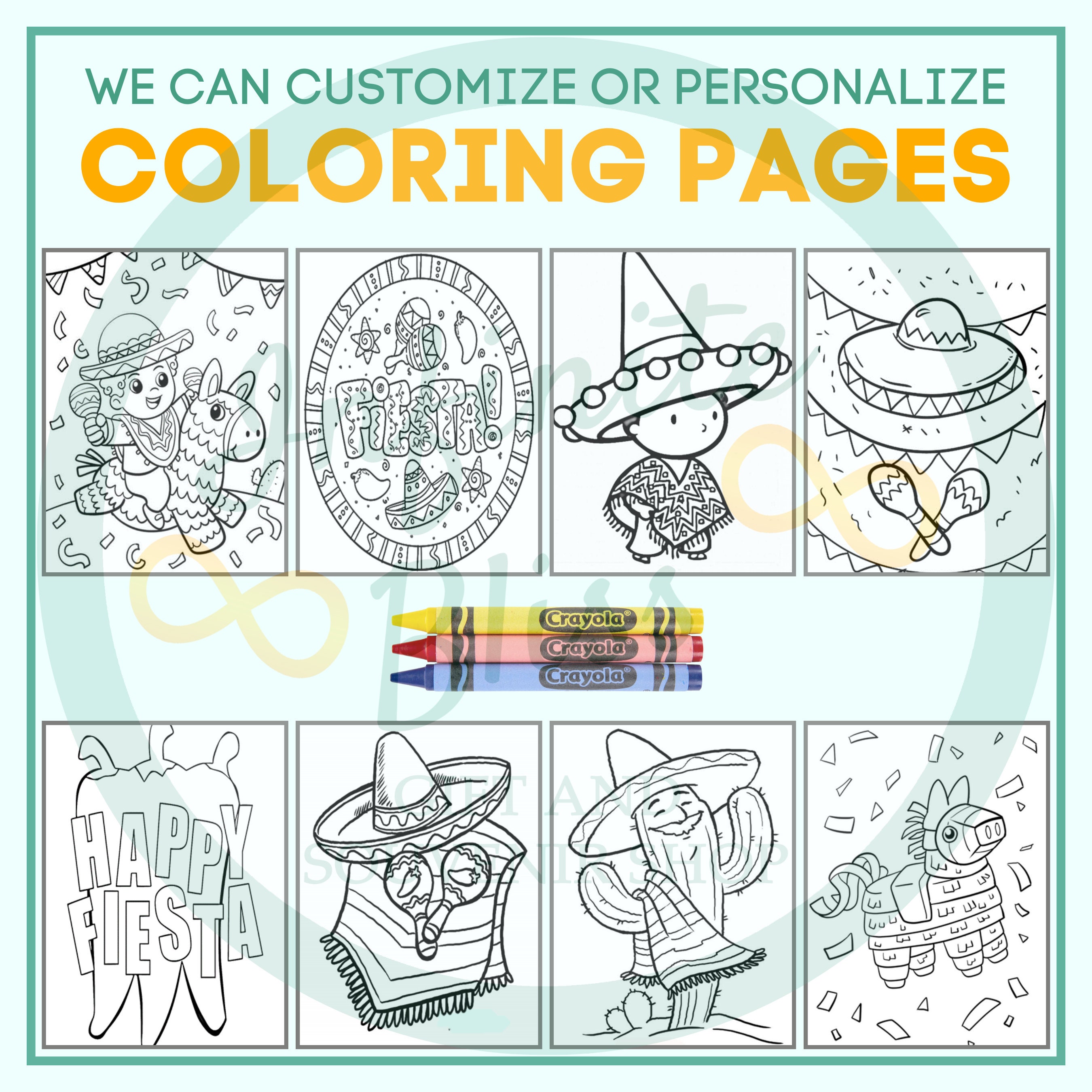 Fiesta Coloring Packs | Coloring Pages | Birthday | Party Favor ...