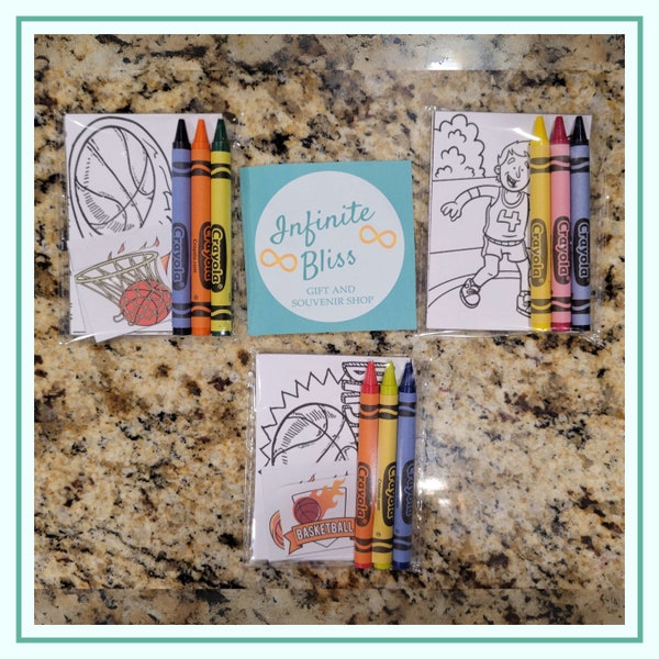 Basketball Coloring Packs | Basketball Party | Sports Themed Coloring Pages | Party Favor | Birthday Party Favor | Crayola Crayons