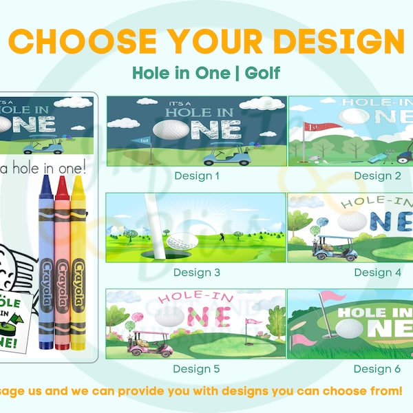 Hole in One Coloring Packs |  Golf Coloring Pages | Birthday Party Favor |  Crayola Crayons