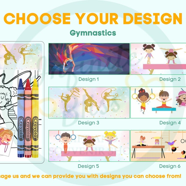 Gymnastics Coloring Packs |  Gymnastics Gymnast Cartwheels and Cupcakes Birthday Coloring Pages | Party Favor | Crayola Crayons