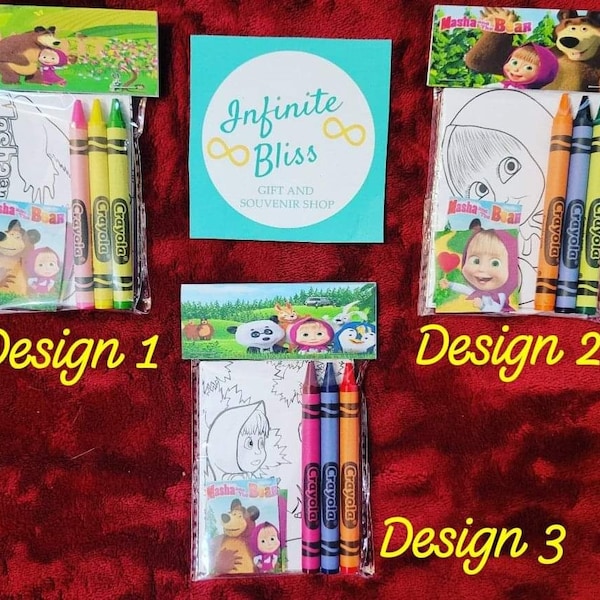 Masha and The Bear Coloring Packs | Coloring Pages | Party Favor| Custom Coloring| Birthday Party Favor |  Crayola Crayons
