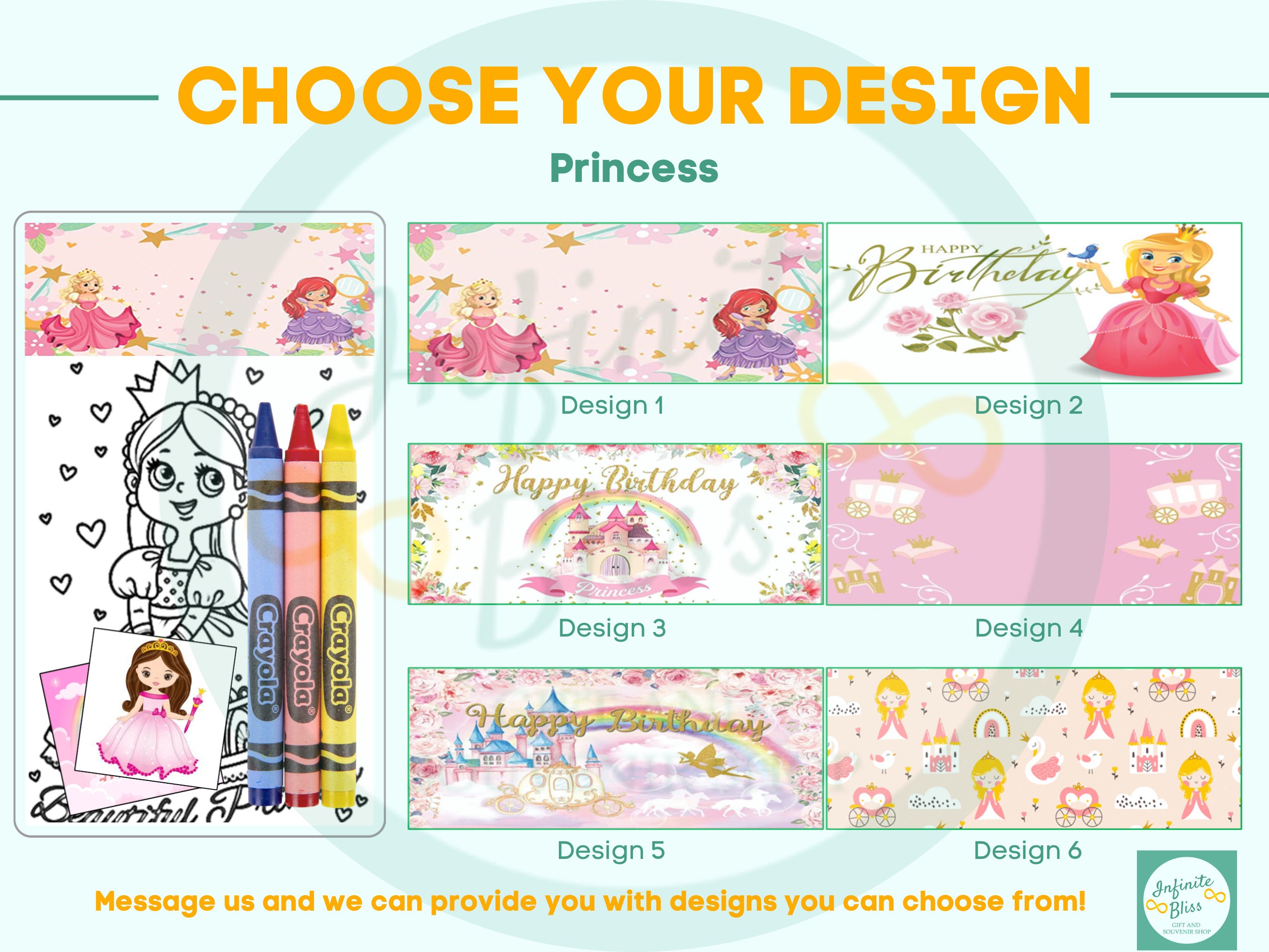 Princess Coloring Packet Princess Coloring Packs | Coloring Pages | Party Favor | Pink Princess ...
