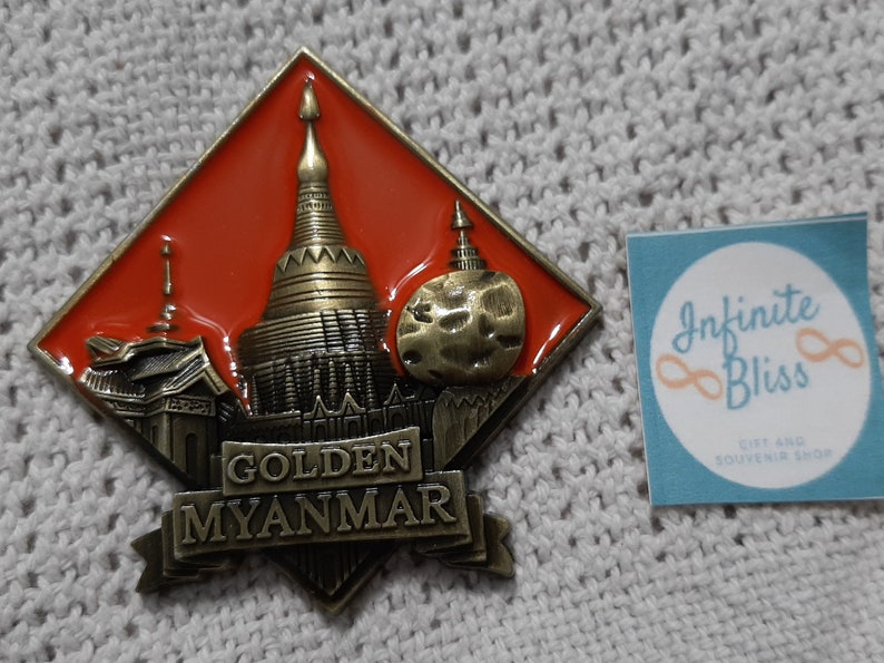 Infinite Bliss  Golden Myanmar Metal Ref Magnet image 0