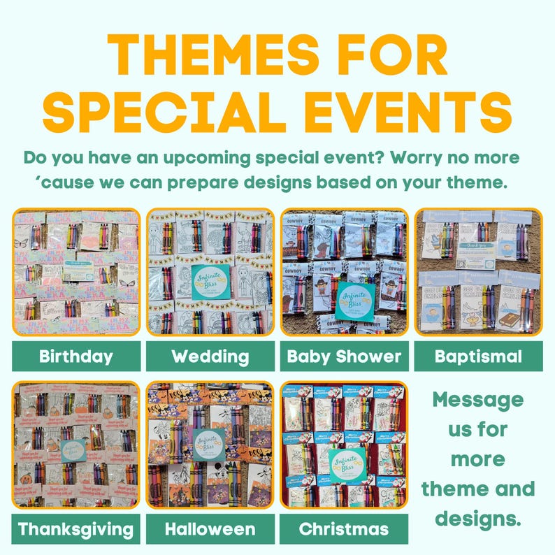 Small Custom Coloring Packets | Personalized Kids Party Favors | Any Theme Birthday Souvenir | Stickers | Crayola Crayons | FREE SHIPPING image 10