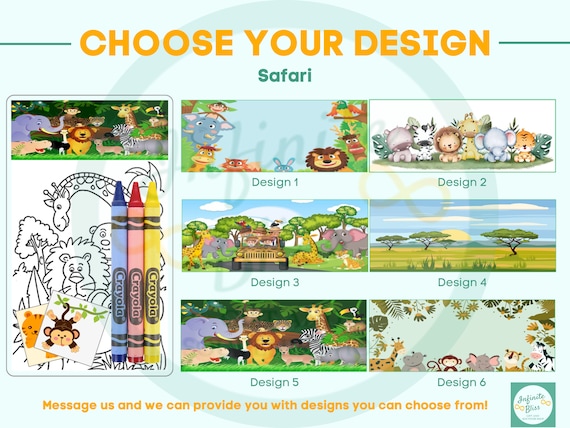 Safari Coloring Packs | Coloring Pages | Party Favor | Jungle Animals | Young Wild and Three | Birthday Souvenir Supplies | Sticker | Crayon