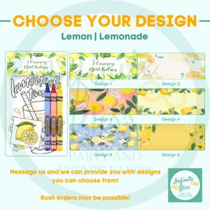 Lemon Coloring Packs | Coloring Pages | Party Favor | Lemonade Time | Zest | Yellow Lemons | Birthday Souvenir Supply | Stickers | Crayons