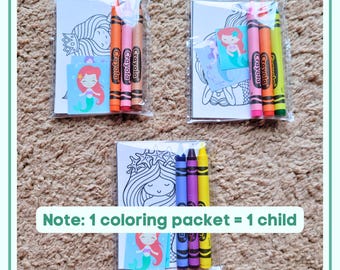 Mermaid Coloring Packs | Coloring Pages | Mermaid Party Favor for Kids | Under the Sea Birthday Souvenir Supplies | Stickers | Crayons