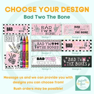 Bad Two The Bone Coloring Packs | Skull Coloring Pages | Skeleton Party Favor for Kids | 2nd Birthday Souvenir Supplies | Sticker | Crayons