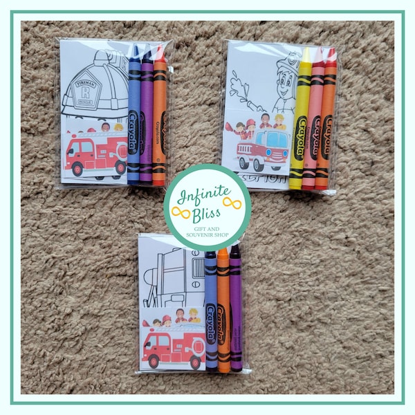 Fire Truck Coloring Packs | Fire Fighter Coloring Packs | Coloring Pages | Party Favor | Birthday Party Supply | Crayola Crayons