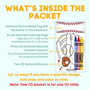 Small Custom Coloring Packets | Personalized Kids Party Favors | Any Theme Birthday Souvenir | Stickers | Crayola Crayons | FREE SHIPPING image 3