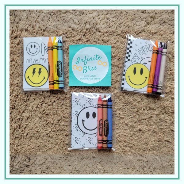 One Happy Dude Coloring Packs | One Happy Dude Party Coloring Pages | Party Favor| Smiley| Birthday Party Supply |  Crayola Crayons