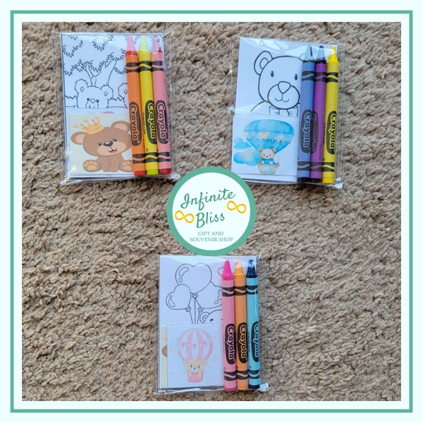 Teddy Bear Coloring Packs | Bear Party Coloring Pages | Party Favor| Message for more  designs | Birthday Party Supply |  Crayola Crayons