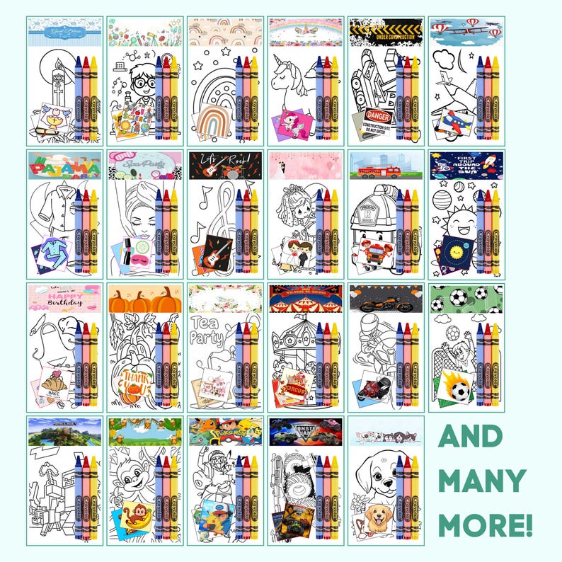 Small Custom Coloring Packets | Personalized Kids Party Favors | Any Theme Birthday Souvenir | Stickers | Crayola Crayons | FREE SHIPPING image 9