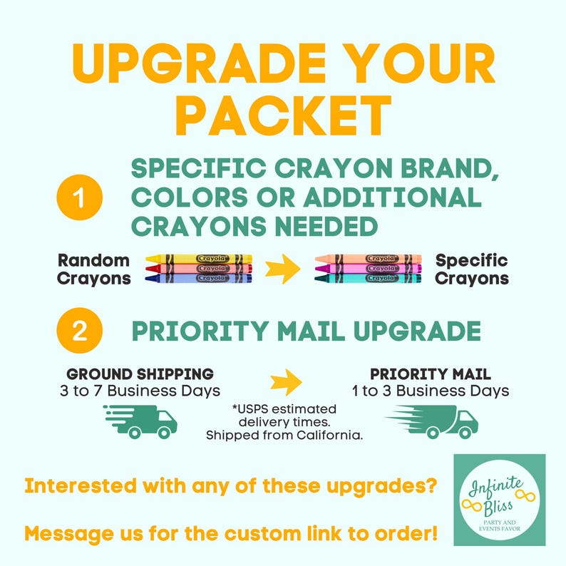 Small Custom Coloring Packets | Personalized Kids Party Favors | Any Theme Birthday Souvenir | Stickers | Crayola Crayons | FREE SHIPPING image 4