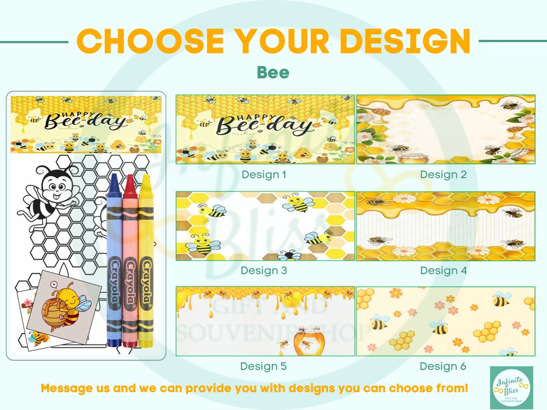Bee Themed Coloring Packs Honey Bee Coloring Pages Birthday Baby Shower ...