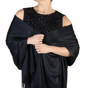 black shawl evening wear